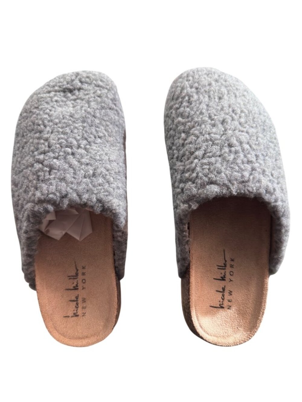 Nicole Miller Bondy Faux Fur Grey Slide Slippers Women’s Size 6 Comfortable Slip